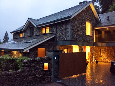 House at Grasmere entrance yard at dusk